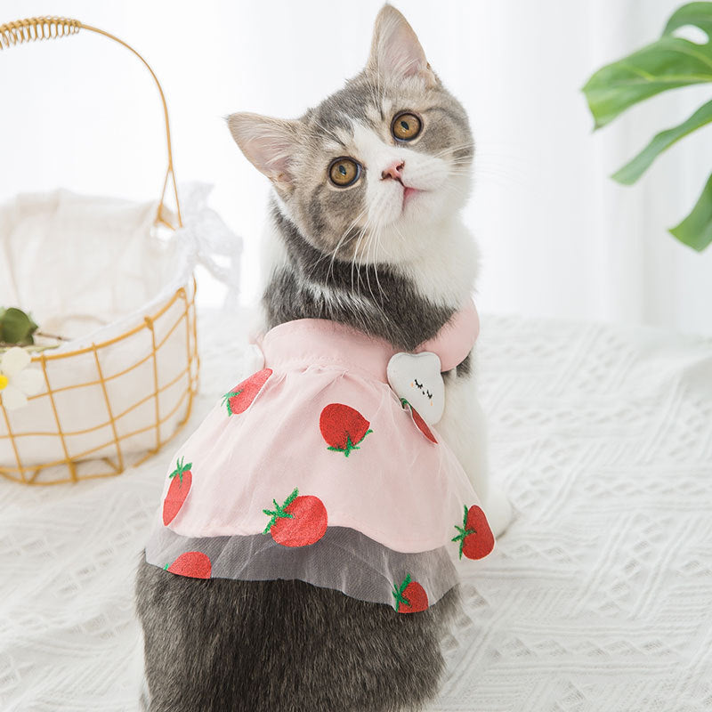 Strawberry Princess Dress For Dog Thin Sweet