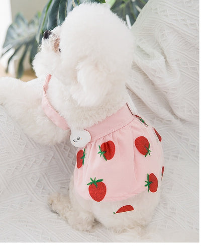 Strawberry Princess Dress For Dog Thin Sweet